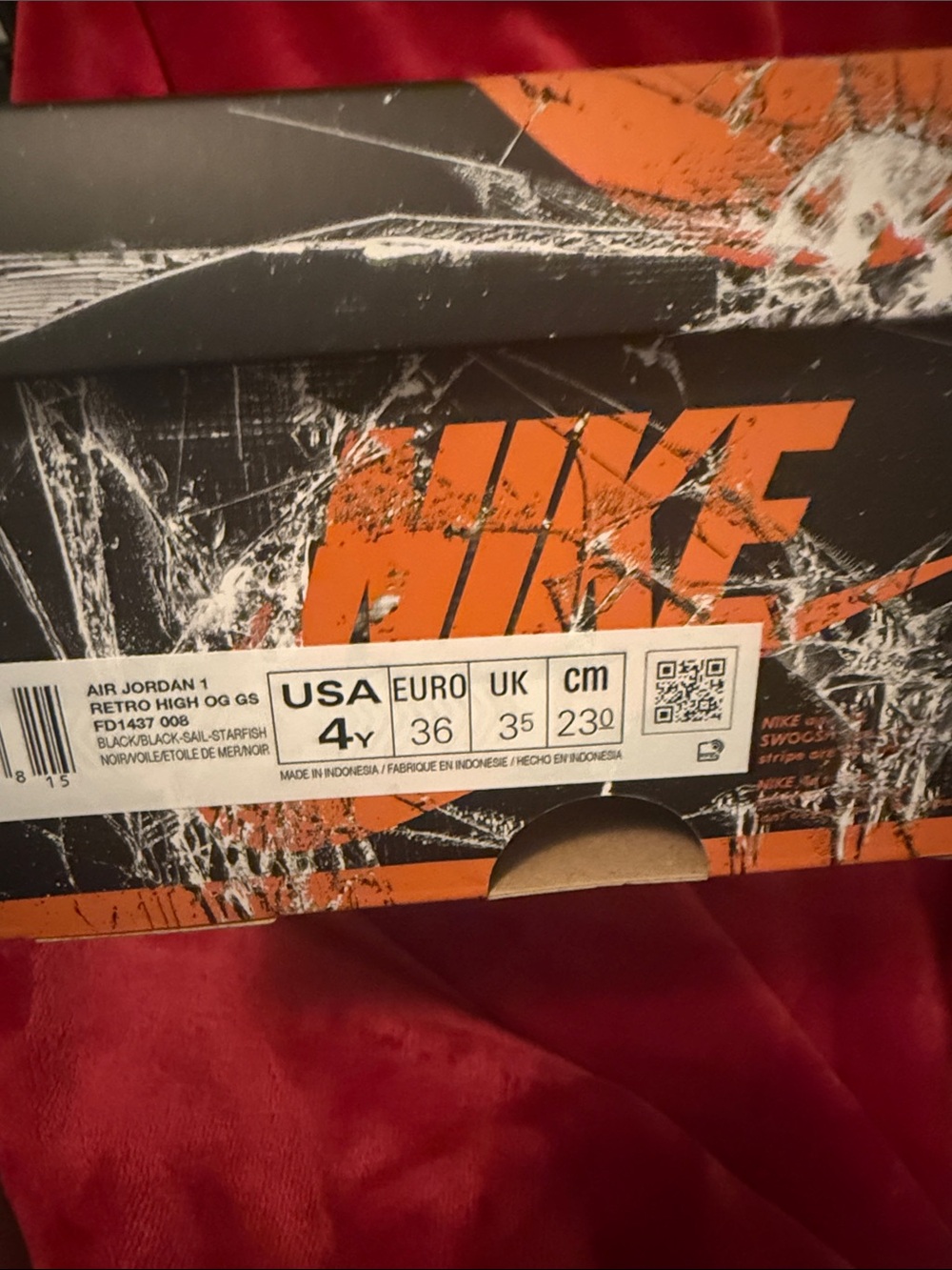 Nike Black and Orange Graphic Shoe Box